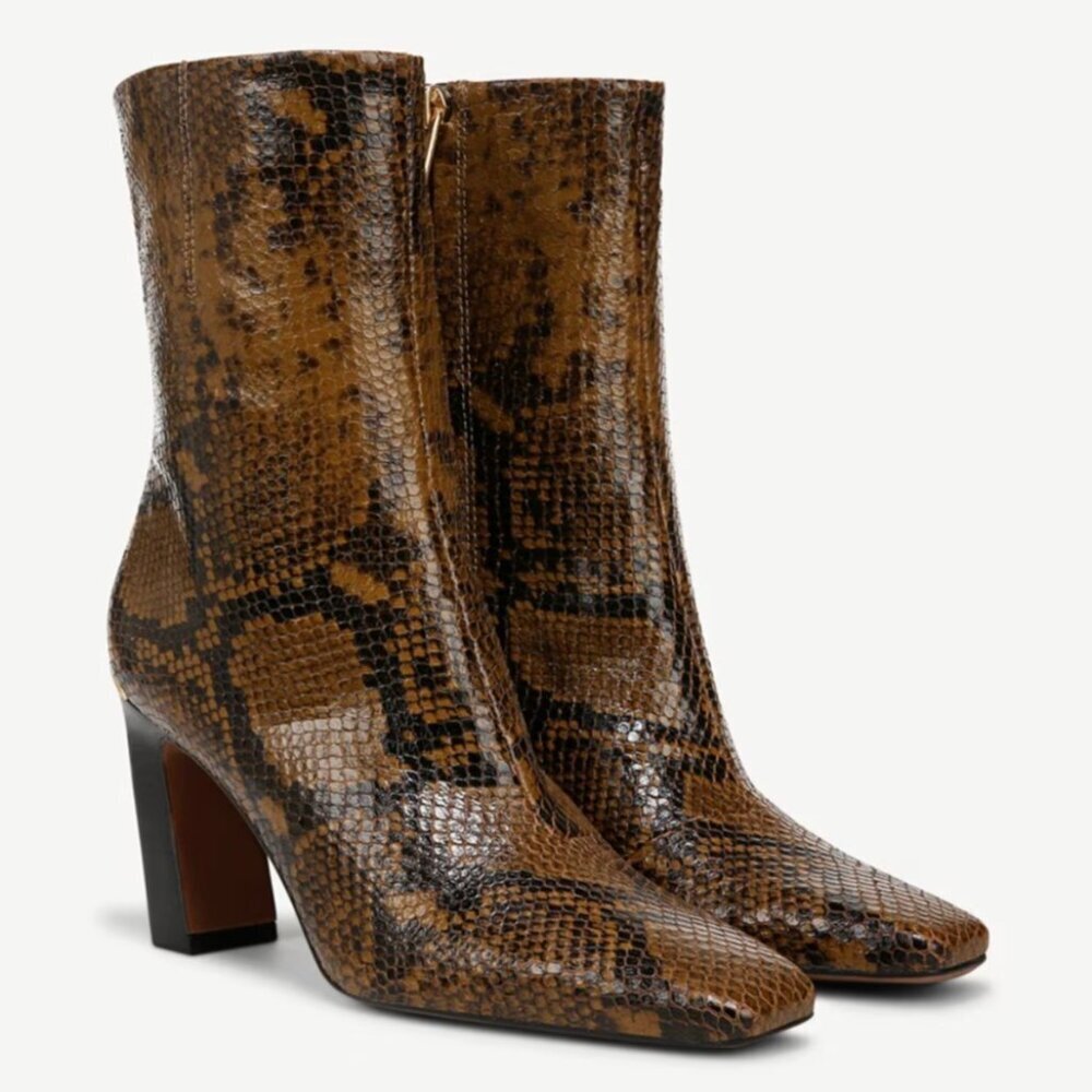 Franco Sarto Briar Dress Ankle Bootie Snake Print Leather